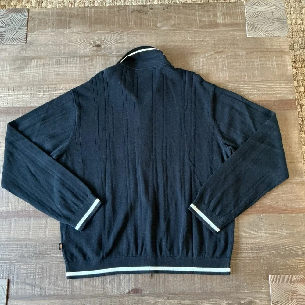 Dickies Men's Black White Details Lewistown Cardigan Zip Up Sweater Size XL